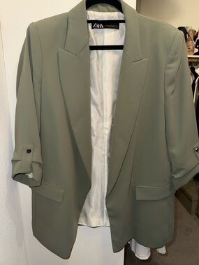 Zara Sage Green Blazer with Cream Lining